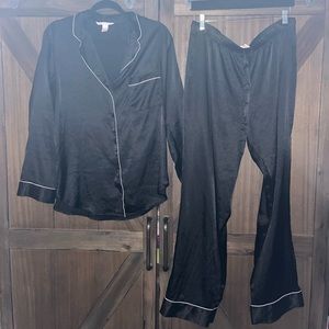 Black silky button up pajamas